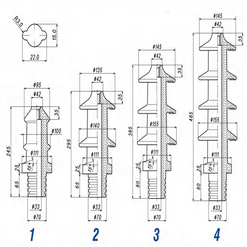 Tansfomer bushing insulators DIN42531·10-20-30KV-250A